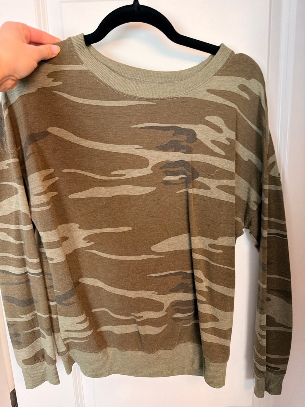 Zoe + Liv Olive Green & Khaki Cozy Crewneck Sweater
